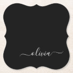 Black White Modern Minimalist Elegant Monogram Paper Coaster<br><div class="desc">Introducing our Black and White Minimalist Modern Monogram Collection: Embrace simplicity and sophistication with our minimalist designs, curated to elevate your style effortlessly. Crafted with a keen eye for modern aesthetics, this collection features sleek black and white designs accentuated by personalized monograms. From chic stationery to versatile accessories, our collection...</div>