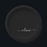 Black White Modern Minimalist Elegant Monogram Paper Plate<br><div class="desc">Introducing our Black and White Minimalist Modern Monogram Collection: Embrace simplicity and sophistication with our minimalist designs, curated to elevate your style effortlessly. Crafted with a keen eye for modern aesthetics, this collection features sleek black and white designs accentuated by personalized monograms. From chic stationery to versatile accessories, our collection...</div>