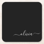 Black White Modern Minimalist Elegant Monogram Square Paper Coaster<br><div class="desc">Introducing our Black and White Minimalist Modern Monogram Collection: Embrace simplicity and sophistication with our minimalist designs, curated to elevate your style effortlessly. Crafted with a keen eye for modern aesthetics, this collection features sleek black and white designs accentuated by personalized monograms. From chic stationery to versatile accessories, our collection...</div>
