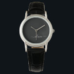 Black White Modern Minimalist Elegant Monogram Watch<br><div class="desc">Introducing our Black and White Minimalist Modern Monogram Collection: Embrace simplicity and sophistication with our minimalist designs, curated to elevate your style effortlessly. Crafted with a keen eye for modern aesthetics, this collection features sleek black and white designs accentuated by personalized monograms. From chic stationery to versatile accessories, our collection...</div>