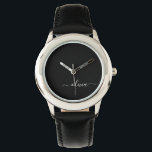 Black White Modern Minimalist Elegant Monogram Watch<br><div class="desc">Introducing our Black and White Minimalist Modern Monogram Collection: Embrace simplicity and sophistication with our minimalist designs, curated to elevate your style effortlessly. Crafted with a keen eye for modern aesthetics, this collection features sleek black and white designs accentuated by personalized monograms. From chic stationery to versatile accessories, our collection...</div>