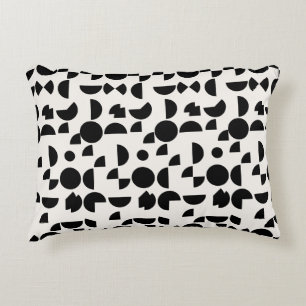 Black White Modern Minimalist Geometric Pattern Accent Pillow