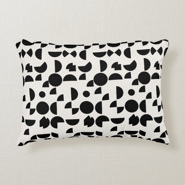 Black White Modern Minimalist Geometric Pattern Accent Pillow (Front)