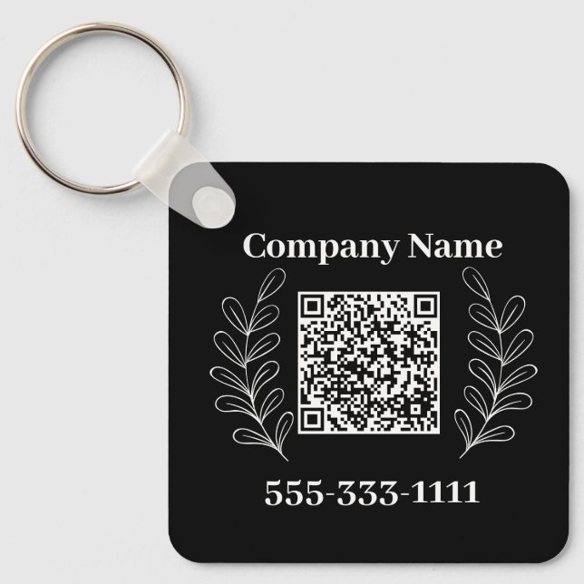Black&white Modern Minimalist Logo Keychain (Front)