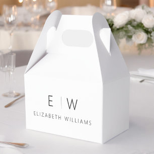 Black White Modern Minimalist Monogram Name Favor Box