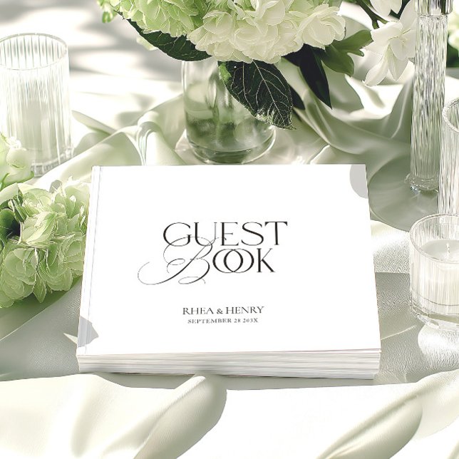 Black & White Modern Minimalist Wedding  Guest Book (Black & White Modern Minimalist Wedding Guest Book)