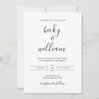 Black & White Modern Minimalist Wedding Invitation