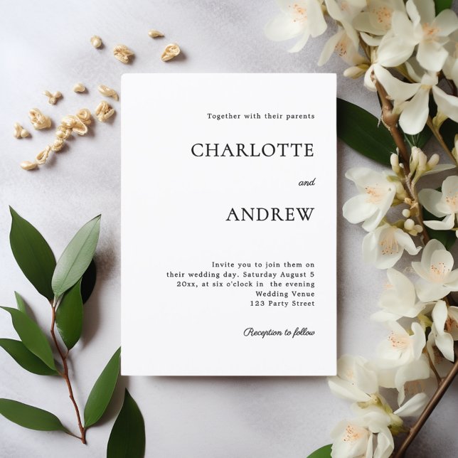 Black white modern minimalist wedding invitation (Creator Uploaded)