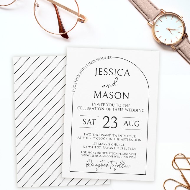 Black & white modern minimalist wedding Invitation (Creator Uploaded)