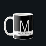 Black White Modern Monogram Simple Name Initial Coffee Mug<br><div class="desc">Black and white modern minimalist style mug with personalized name and single initial monogram is a perfect way to help your mug stand out at the office so it doesn't get confused with your coworkers coffee cups.</div>