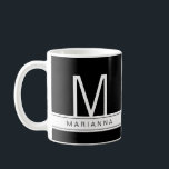 Black White Modern Monogram Simple Name Initial Coffee Mug<br><div class="desc">Black and white modern minimalist style mug with personalized name and single initial monogram is a perfect way to help your mug stand out at the office so it doesn't get confused with your coworkers coffee cups.</div>