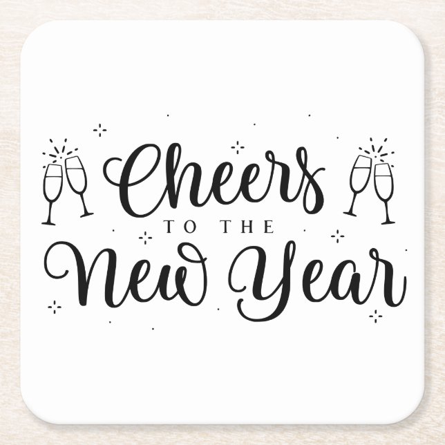 Black & White Modern New Years Party Paper Coaster (Front)
