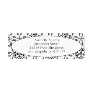 Black & White Modern Pattern Return Address Labels