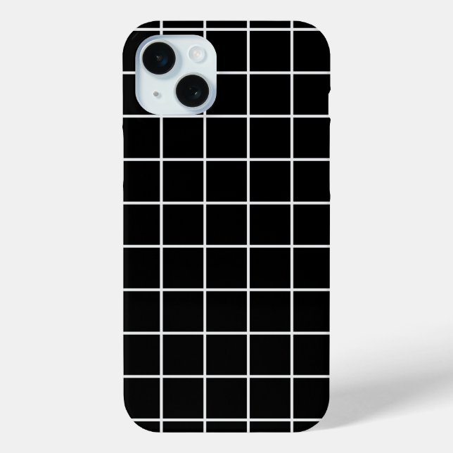 Black White Modern Pattern Squares Case-Mate iPhone Case (Back)