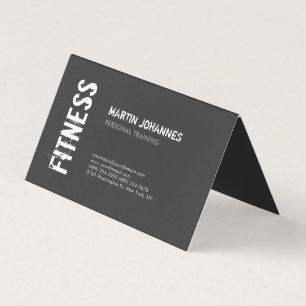 Black White Modern Personal Trainer Fitness Sport Business Card