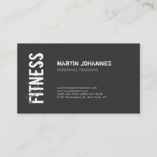 Black White Modern Personal Trainer Fitness Sport Business Card