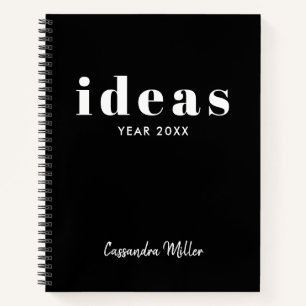 Black & White Modern Personalized Sketchbook Notebook