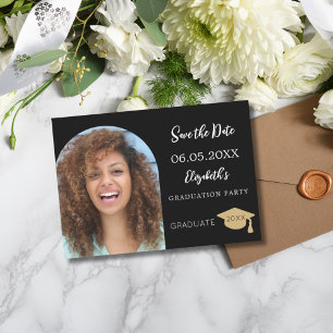Black white modern photo arch Graduation Save The Date