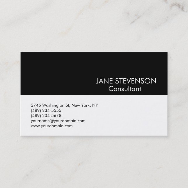 Black & White Modern Professional Business Card (Front)