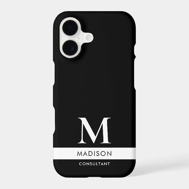 Black White Modern Professional Business Monogram (Back)