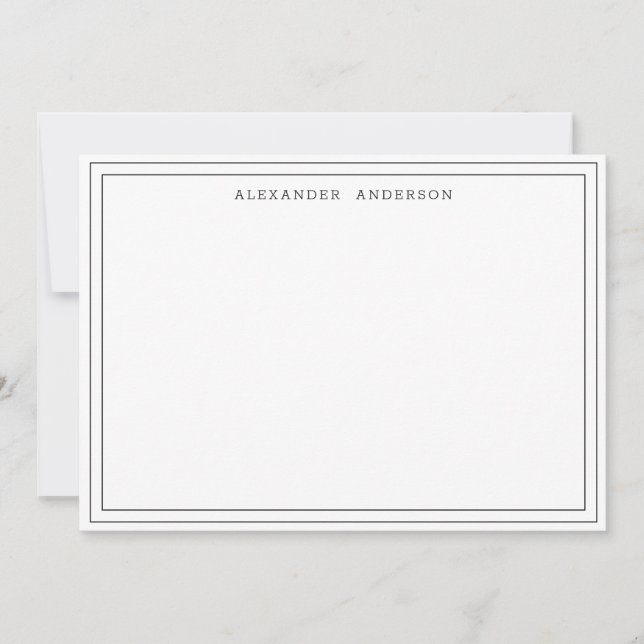Black White Modern Professional Double Border  Card (Front)