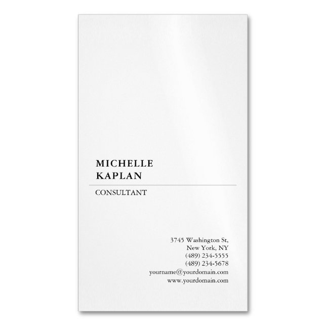 Black & White Modern Professional Exclusive Magnetic Business Card (Front Vertical)