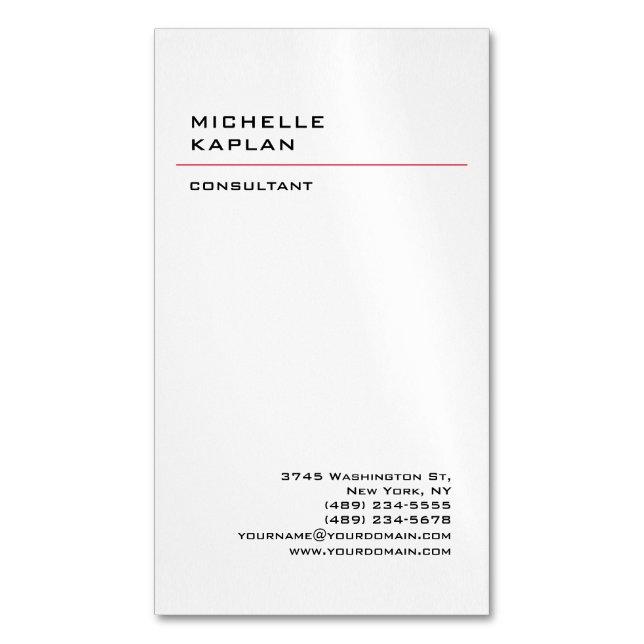 Black & White Modern Professional Exclusive Magnetic Business Card (Front Vertical)