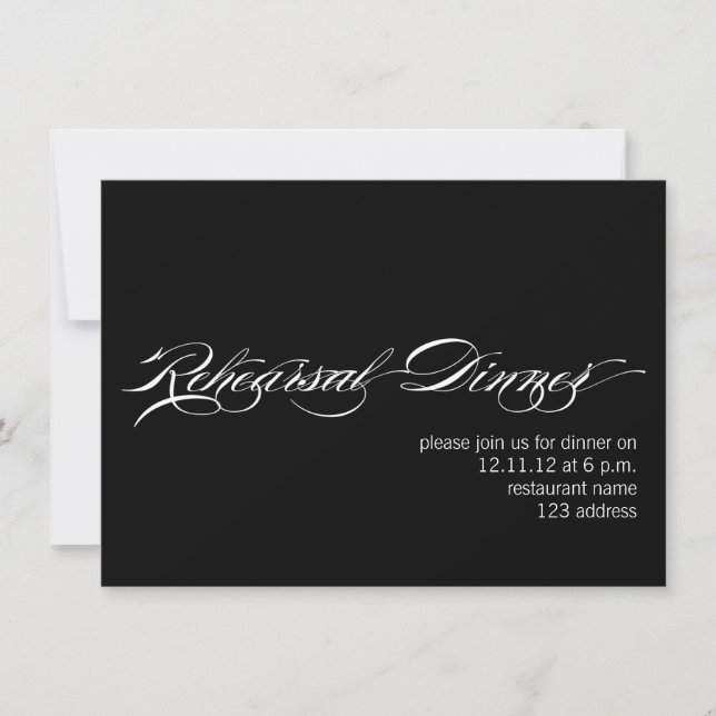 Black White Modern Rehearsal Dinner Invitation (Front)
