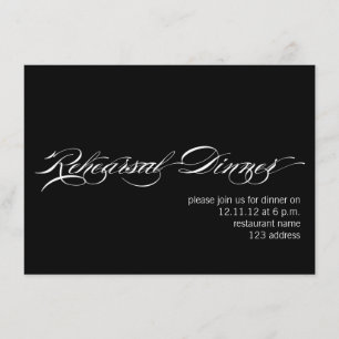 Black White Modern Rehearsal Dinner Invitation