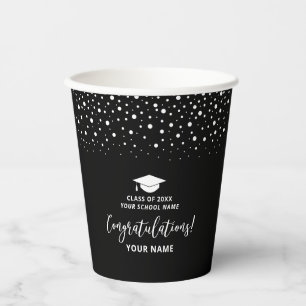 Black & White Modern School Graduation Party  Paper Cups