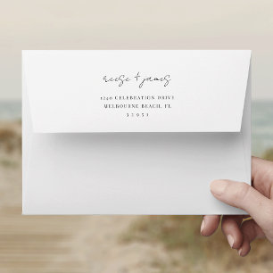 Black & White Modern Script 5x7 Return Address Envelope
