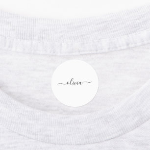 Black White Modern Script Girly Monogram Name