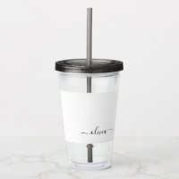 Black White Modern Script Girly Monogram Name