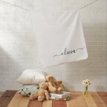Black White Modern Script Girly Monogram Name Baby Blanket<br><div class="desc">Black and White Simple Monogram Name Baby Girl Blanket for a Mother to Be Baby Shower. The blanket makes the perfect baby shower gift for someone decorating her room in chic modern and elegant luxury style.</div>