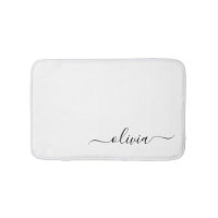 Black White Modern Script Girly Monogram Name