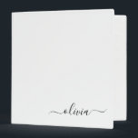 Black White Modern Script Girly Monogram Name Binder<br><div class="desc">White and Black simple  Script Monogram Name Binder. This makes the perfect sweet 16 birthday,  wedding,  bridal shower,  anniversary,  baby shower or bachelorette party gift for someone that loves glam luxury and chic styles.</div>
