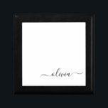 Black White Modern Script Girly Monogram Name Gift Box<br><div class="desc">Black and White Simple script Monogram Name Jewellery Keepsake Box. This makes the perfect graduation,  birthday,  wedding,  bridal shower,  anniversary,  baby shower or bachelorette party gift for someone that loves glam luxury and chic styles.</div>