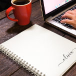 Black White Modern Script Girly Monogram Name Notebook<br><div class="desc">Black and White Simple Script Monogram Name Spiral Notebook Planner. This makes the perfect sweet 16 birthday,  wedding,  bridal shower,  anniversary,  baby shower or bachelorette party gift for someone that loves glam luxury and chic styles.</div>