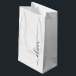 Black White Modern Script Girly Monogram Name Small Gift Bag<br><div class="desc">Black and White Simple Script Monogram Name Gift Bag. This makes the perfect sweet 16 birthday,  wedding,  bridal shower,  anniversary,  baby shower or bachelorette party gift bag for someone that loves glam luxury and chic styles.</div>