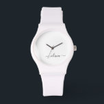 Black White Modern Script Girly Monogram Name Watch<br><div class="desc">Black and White Simple Script Monogram Name Watch. This makes the perfect graduation,  birthday,  wedding,  bridal shower,  anniversary,  baby shower or bachelorette party gift for someone that loves glam luxury and chic styles.</div>