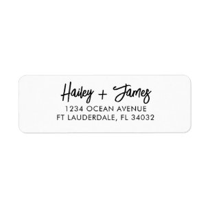 Black & White Modern Script Return Address Labels 