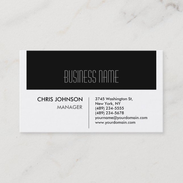 Black & White Modern Simple Business Card (Front)