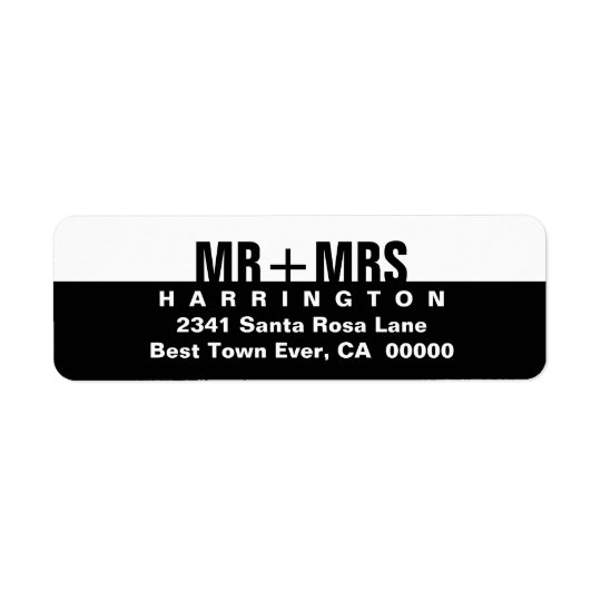 Black White Modern Simple MR and MRS Return Address Label