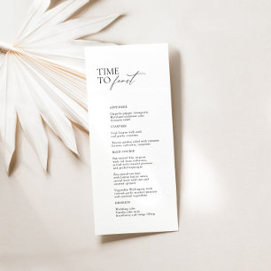 Black & White Modern "Time To Feast" Wedding Menu
