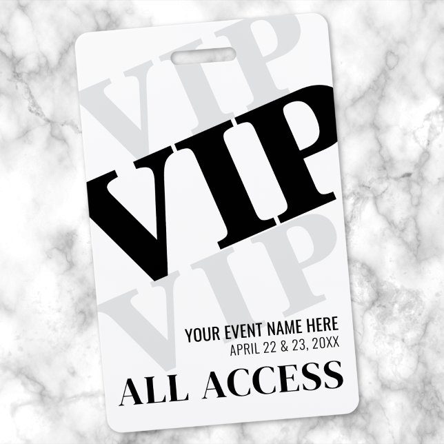 Black White Modern VIP Event Badge (Black White Simple VIP Event Badge)