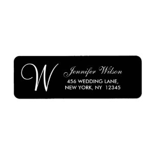 Black White Modern Wedding Address Label
