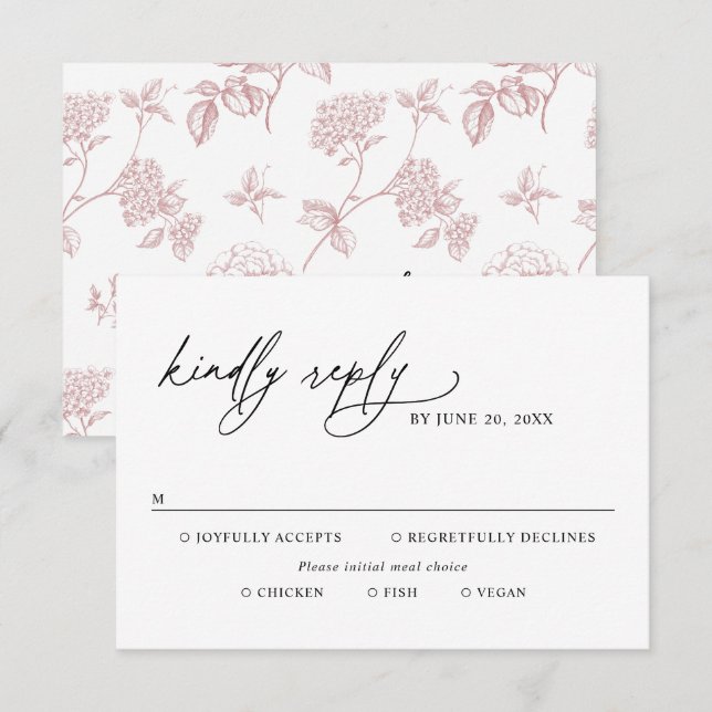 Black & White Modern Wedding Meal Options RSVP Card (Front/Back)