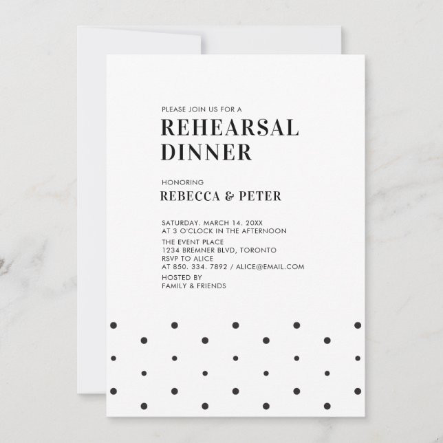 Black & White | Modern Wedding Rehearsal Dinner Invitation (Front)