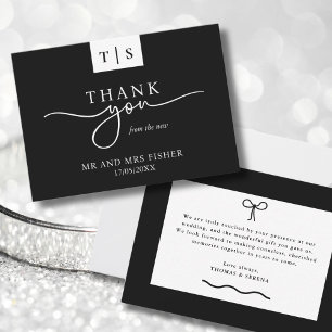 Black White Monochrome Thank You Wedding  Card
