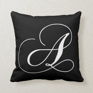 Black White Monogram A Designer Monogrammed Pillow